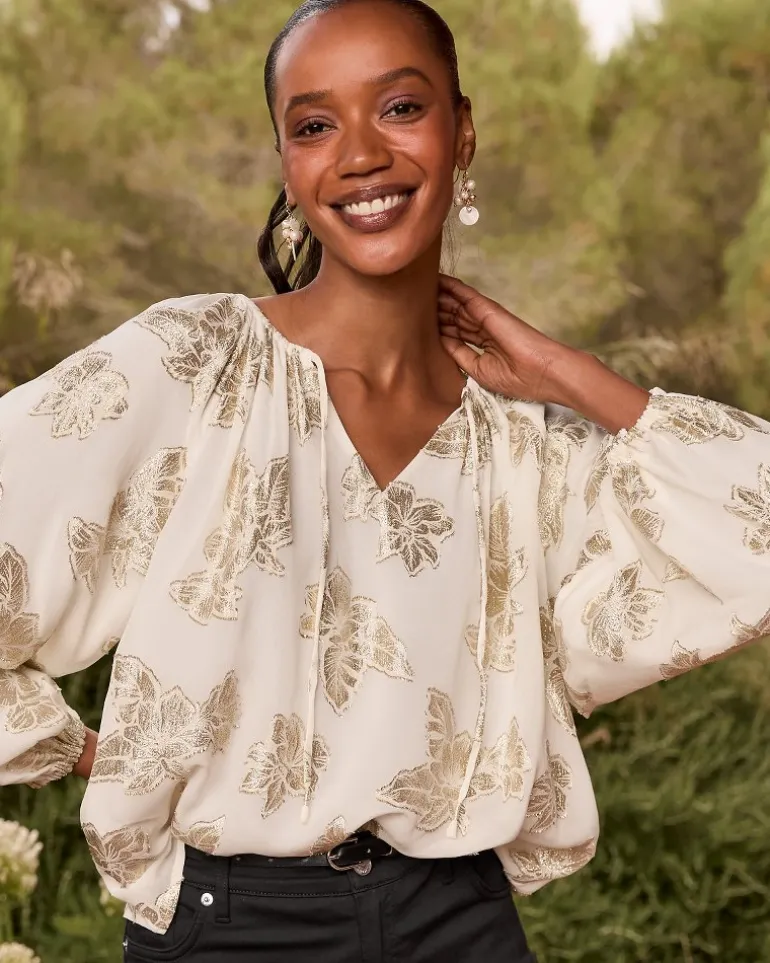 Shimmering Shores Peasant Top